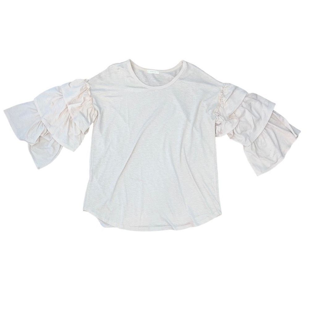 ENTRO Cream Ruffle Sleeves Blouse Size Large
